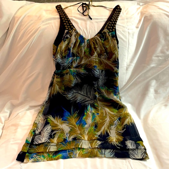Guess Jeans feather print, studded strap dress - Picture 1 of 4